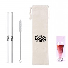 3 in 1 Reusable Glass Drinking Straws Set with Cleaning Brush